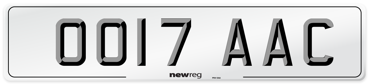 OO17 AAC Number Plate from New Reg